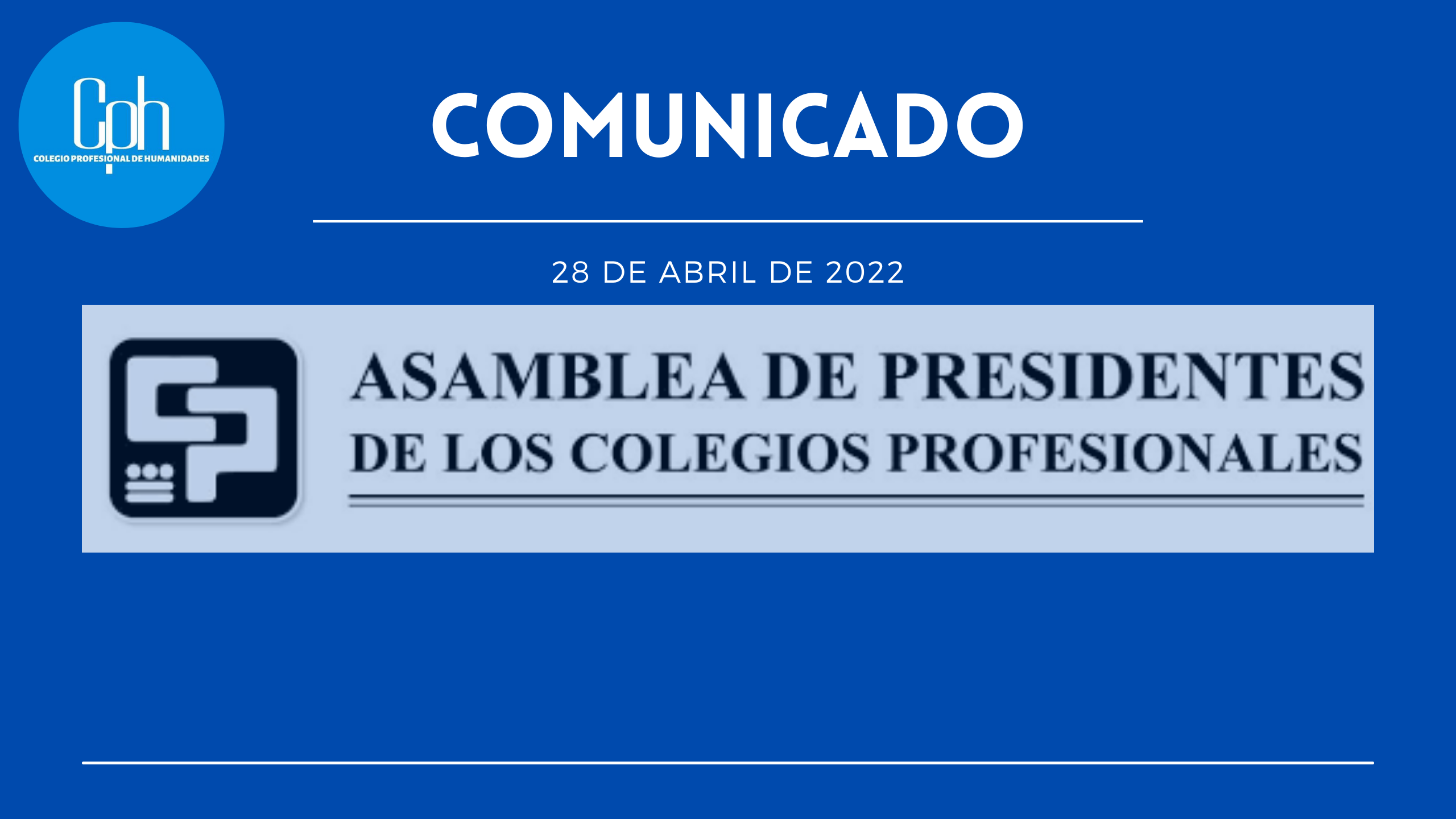 Comunicado Asamblea de Presidentes de los Colegios Profesionales
