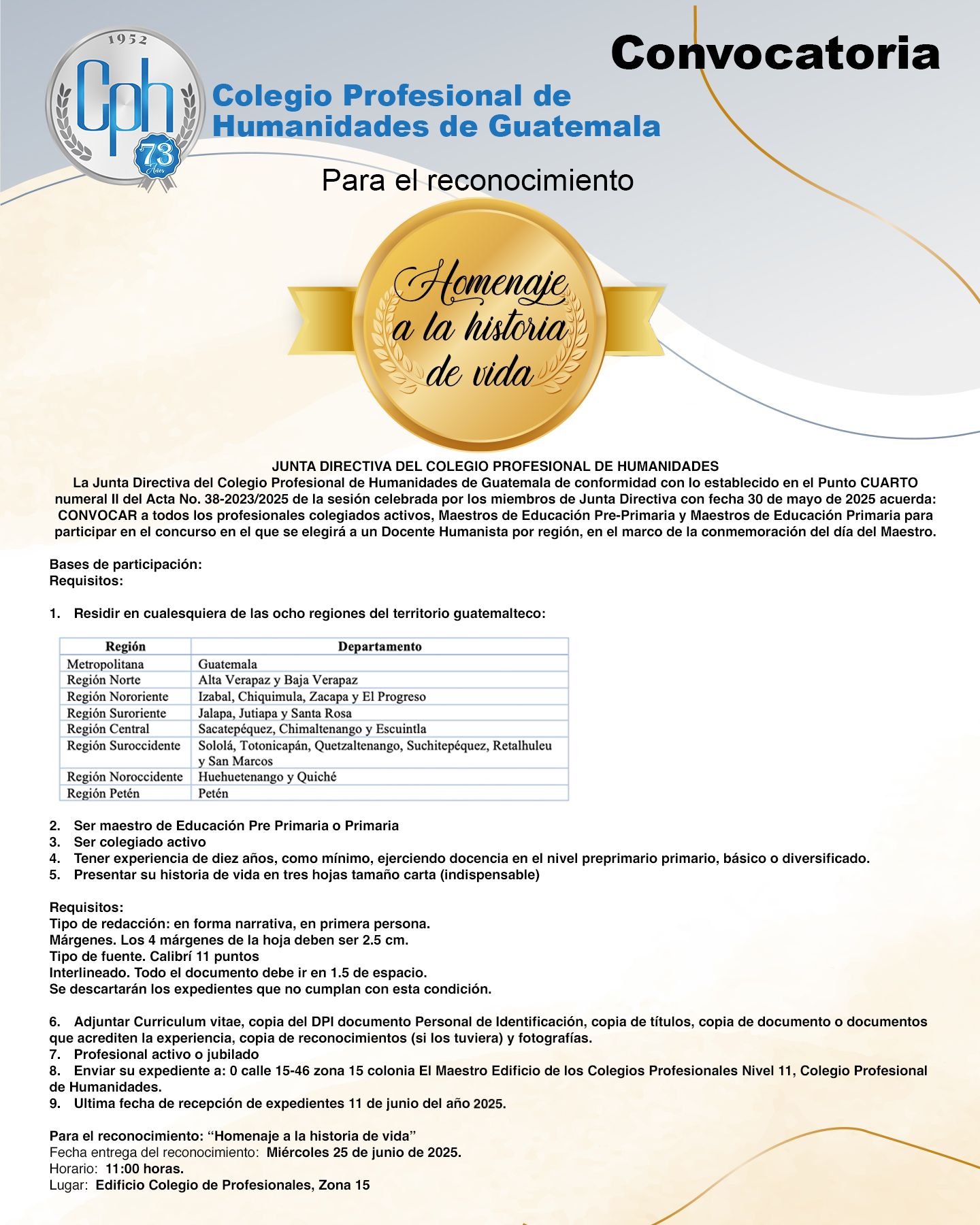 Convocatoria | “Homenaje a la historia de vida”
