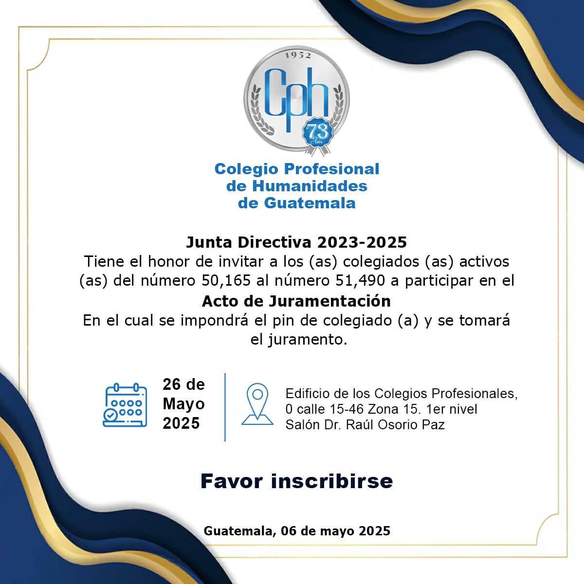 Convocatoria al Acto de Juramentación