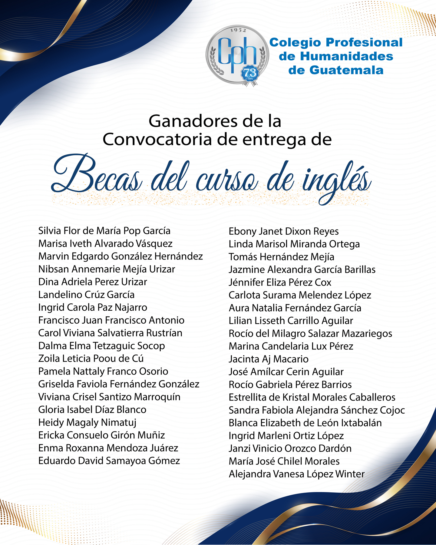 Ganadores de beca de inglés