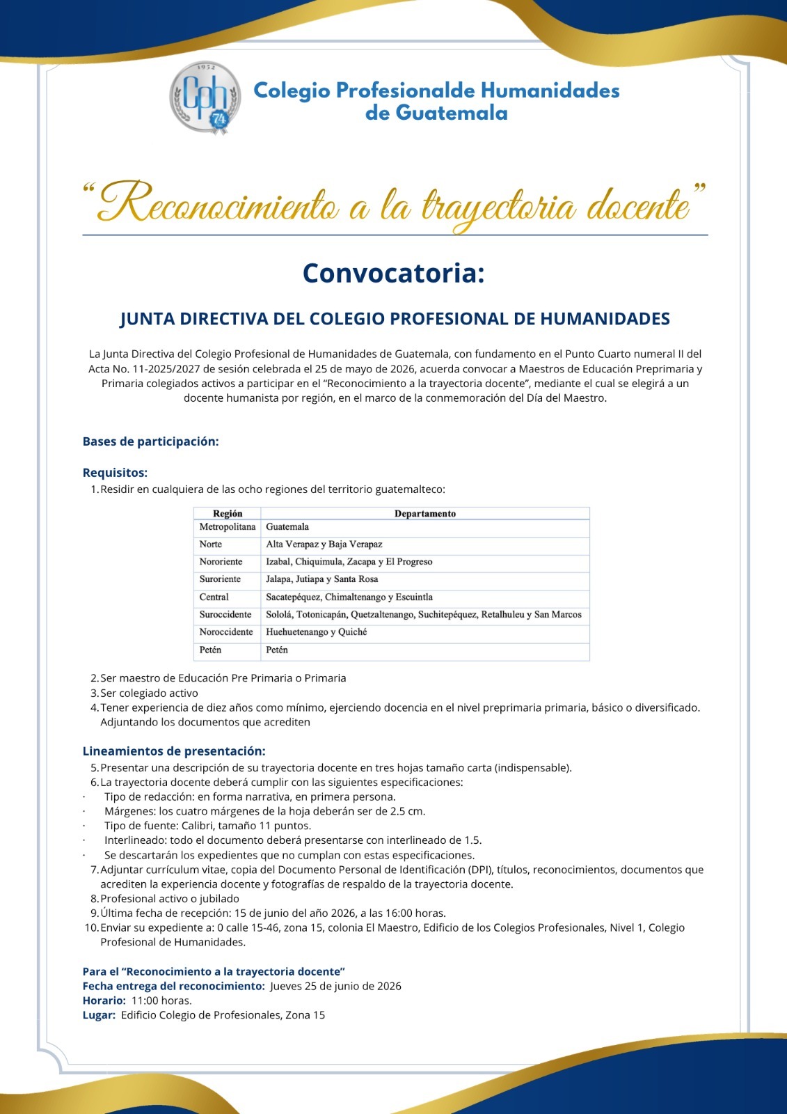 Convocatoria | “Reconocimiento a la trayectoria docente”
