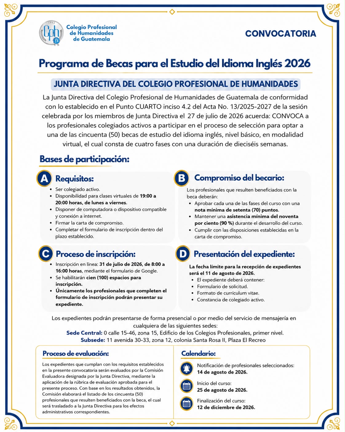 Convocatoria | Programa de Becas para el Estudio del Idioma Inglés 2026